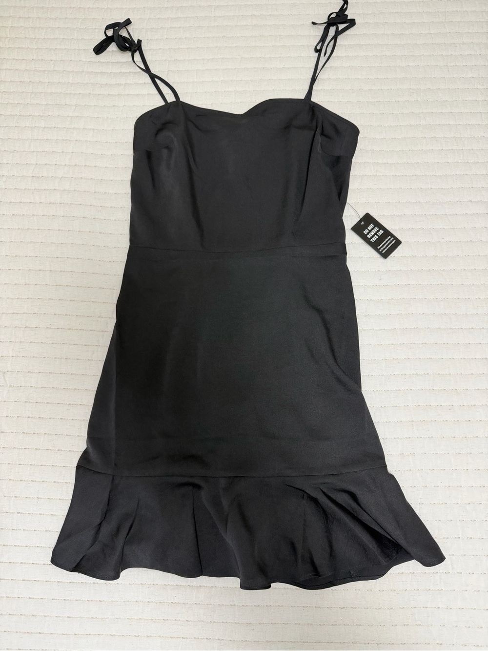 Express Black Tie-Shoulder Ruffle-Hem Mini Dress